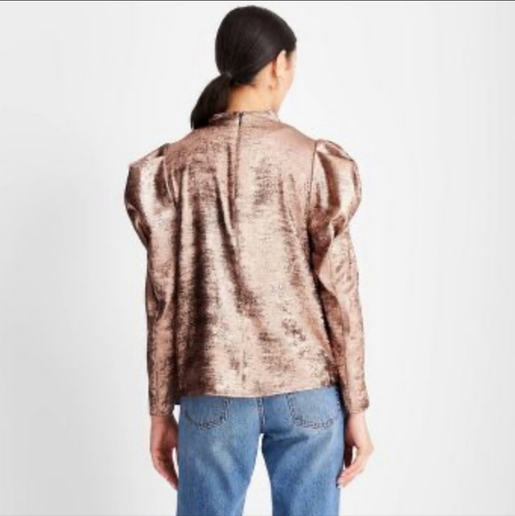 Women's Puff Shoulder Mock Neck Blouse - Future Collective - Picture 4 of 10